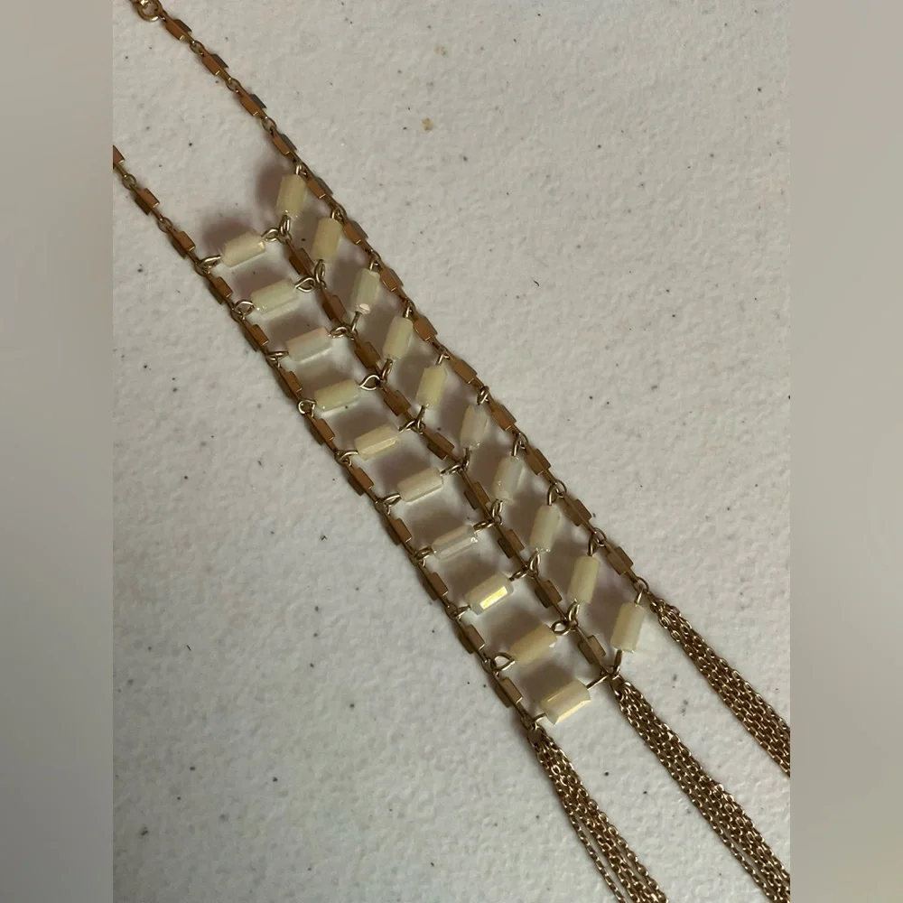 Bella Jack Gold Beaded Long Necklace Tassel‎